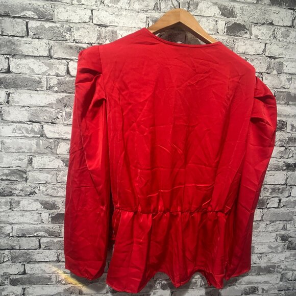 EUC Adiva Women's Red Plus Wrap Blouse Size 2X - Picture 9 of 15